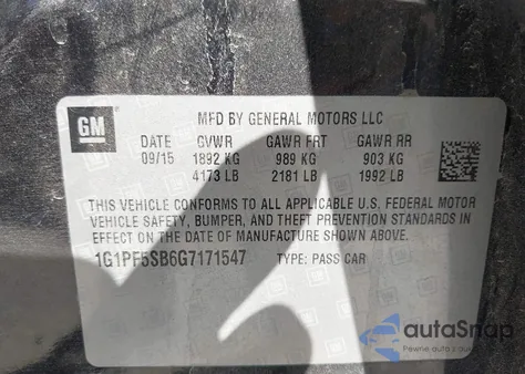 2016 Chevrolet Cruze Limited 2Lt Auto z USA, uszkodzony, nr VIN 1G1PF5SB6G7171547